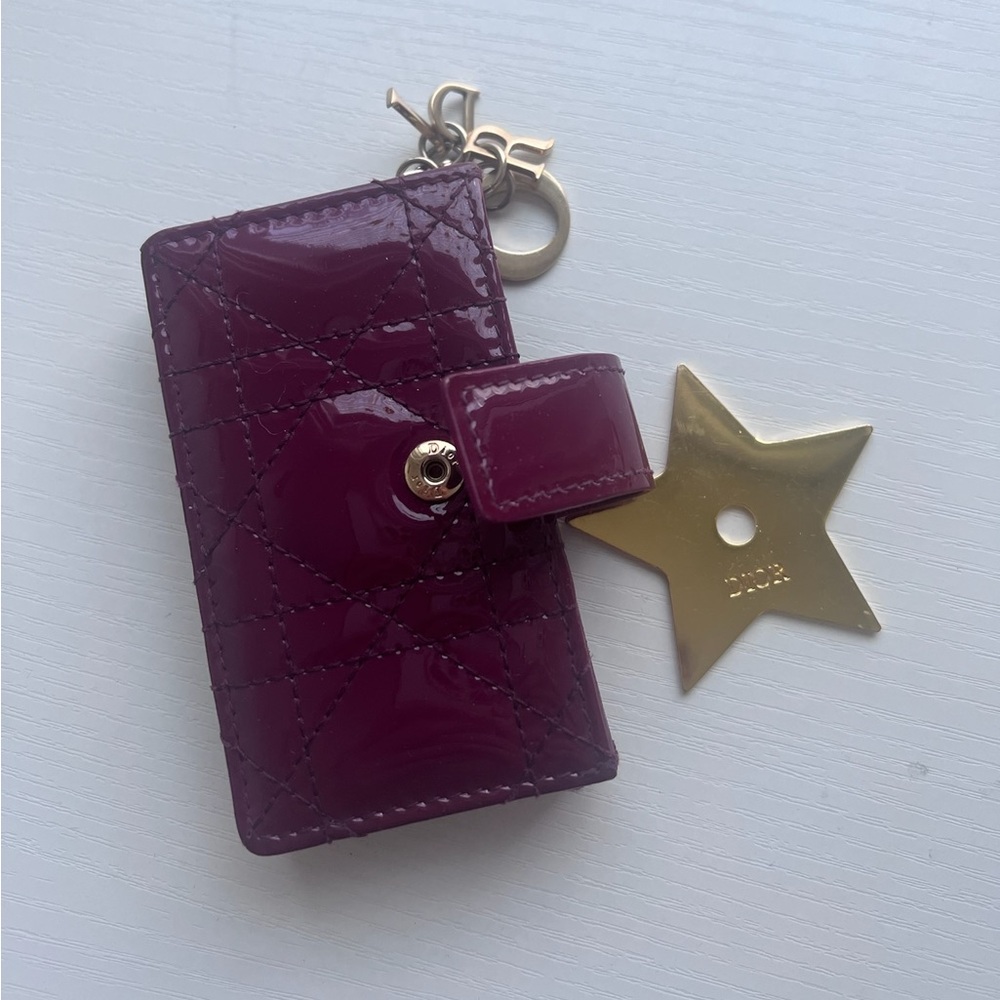 Lady Dior “Jasmine” Patent Cannage Card Holder in Amarante